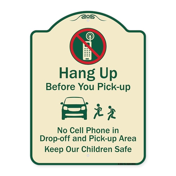 Signmission Designer Series-Hang-up Before You Pick-up Tan & Green Heavy-Gauge Aluminum, 24" x 18", TG-1824-9971 A-DES-TG-1824-9971 - main